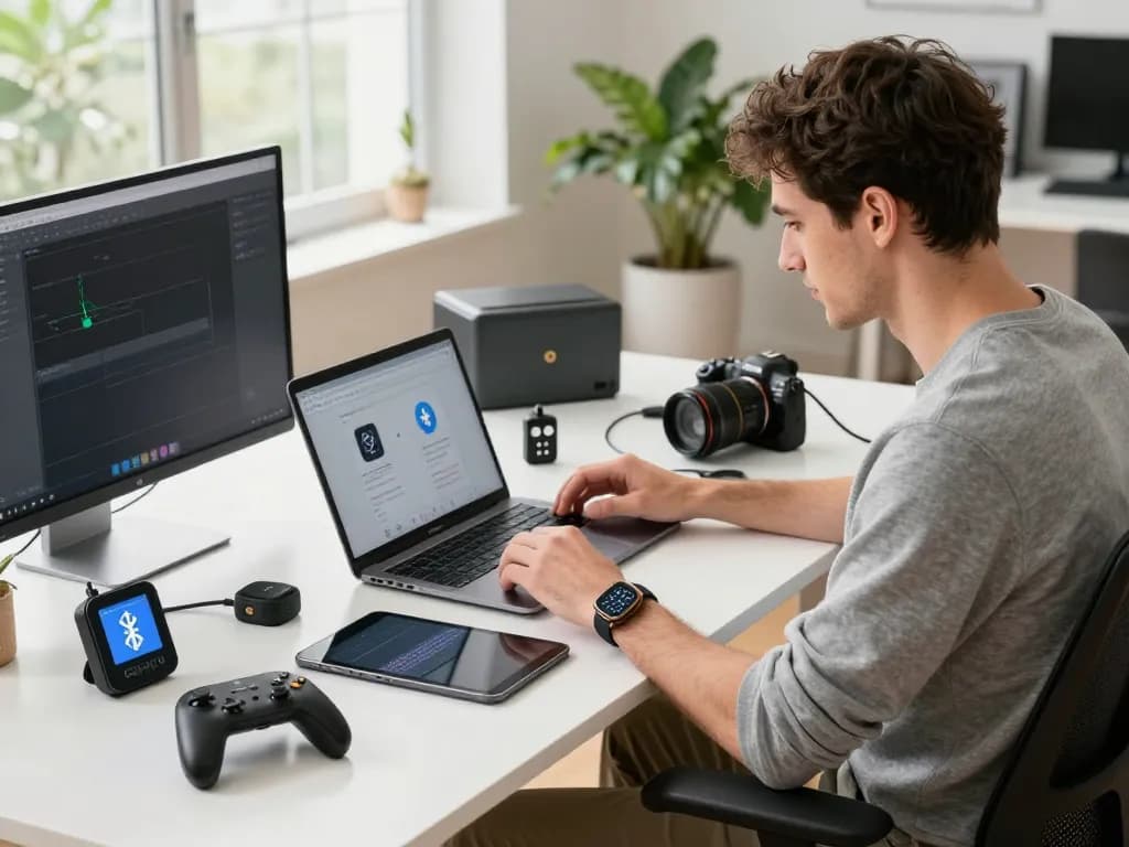 Best tech gadgets for men arranged on a modern desk highlighting innovation in a tech workspace.