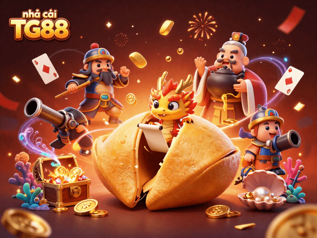 Engage in thrilling experiences at nhà cái TG88 with a vibrant 3D illustration celebrating online casino gaming.