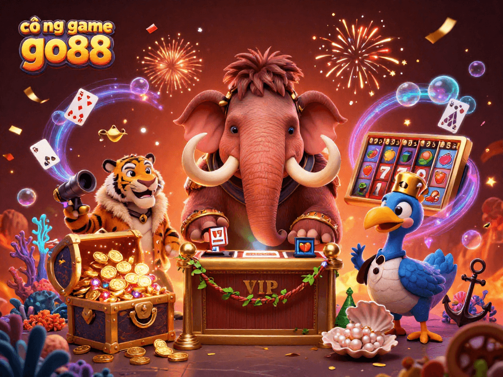 Engage in gaming excitement with cổng game go88 featuring dynamic casino characters and elements.