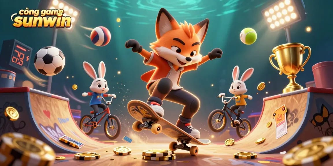 Experience the excitement of cổng game sunwin with animated 3D characters and casino-themed graphics.