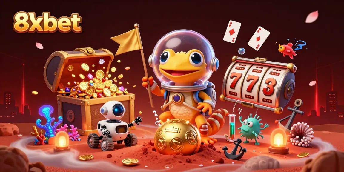 Experience thrilling adventures at 8xbet with a Mars exploration theme, discovering a golden casino.