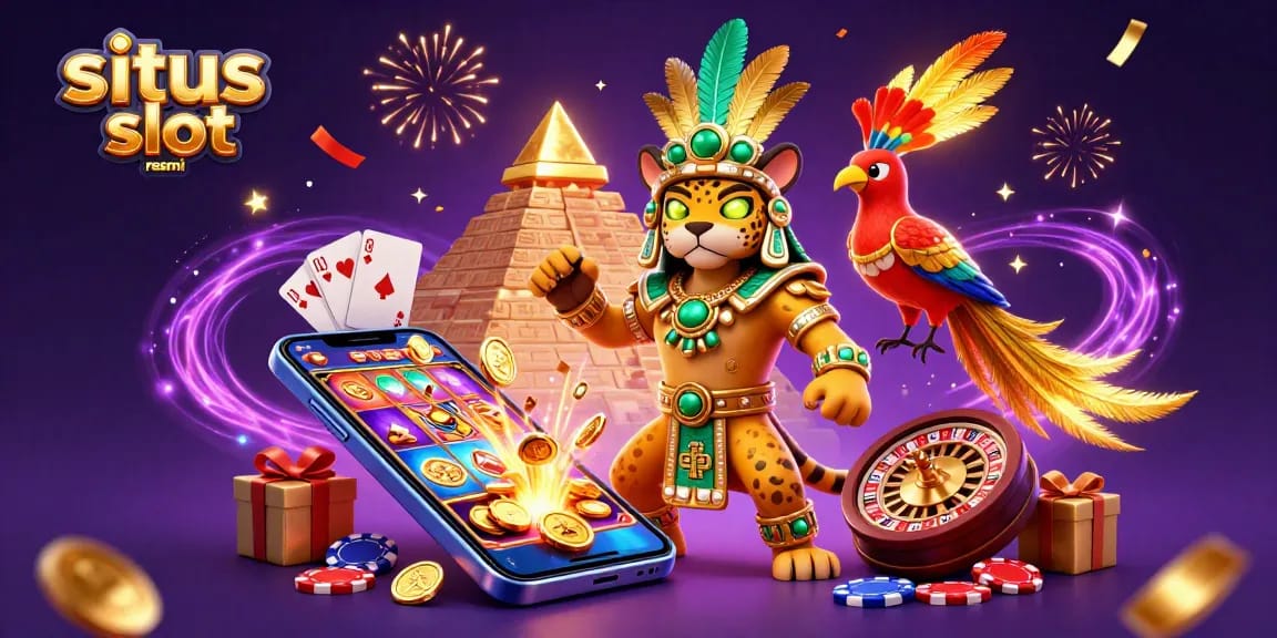 Engage with the vibrant slots action in this 3D casino illustration featuring situs slot resmi elements and rich visual detail.