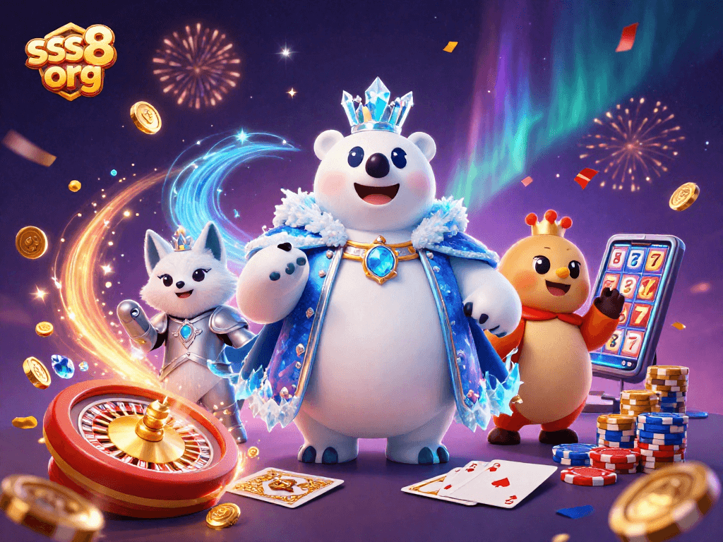 Engage with exciting gameplay at sss8 org, featuring vibrant 3D casino elements and dynamic illustrations.
