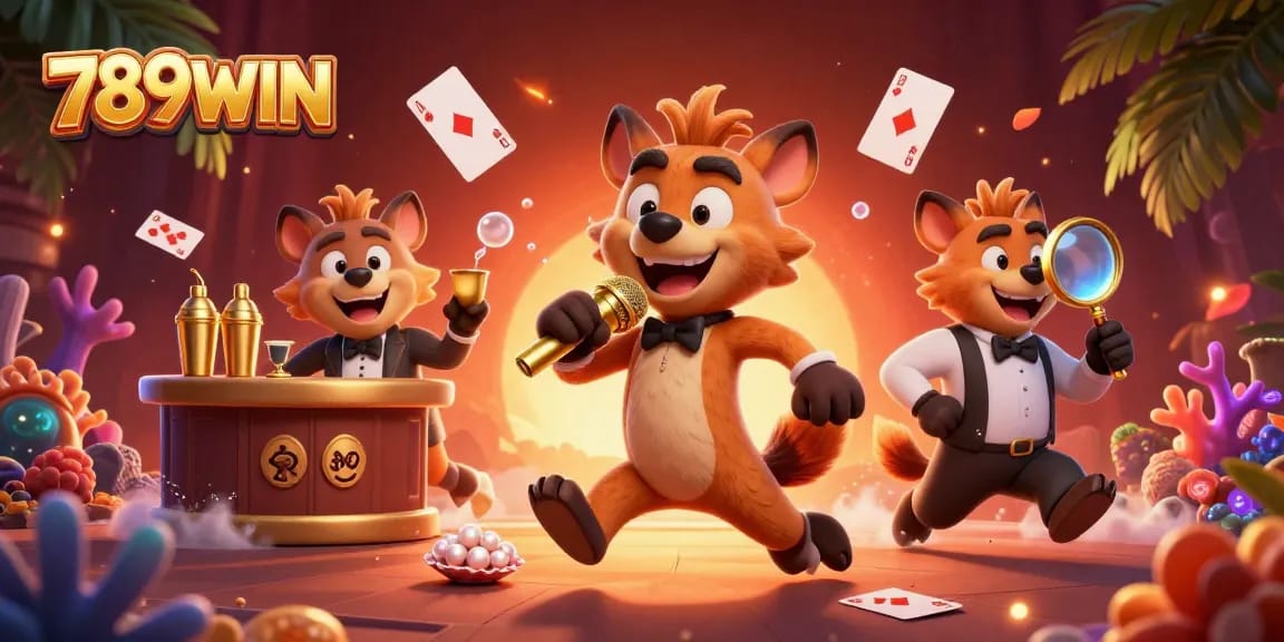 Experience thrilling laughter at 789WIN's comedy casino featuring hyenas and vibrant gambling fun.