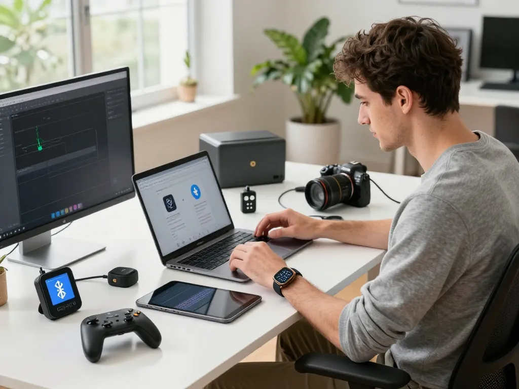 Best tech gadgets for men arranged on a modern desk highlighting innovation in a tech workspace.