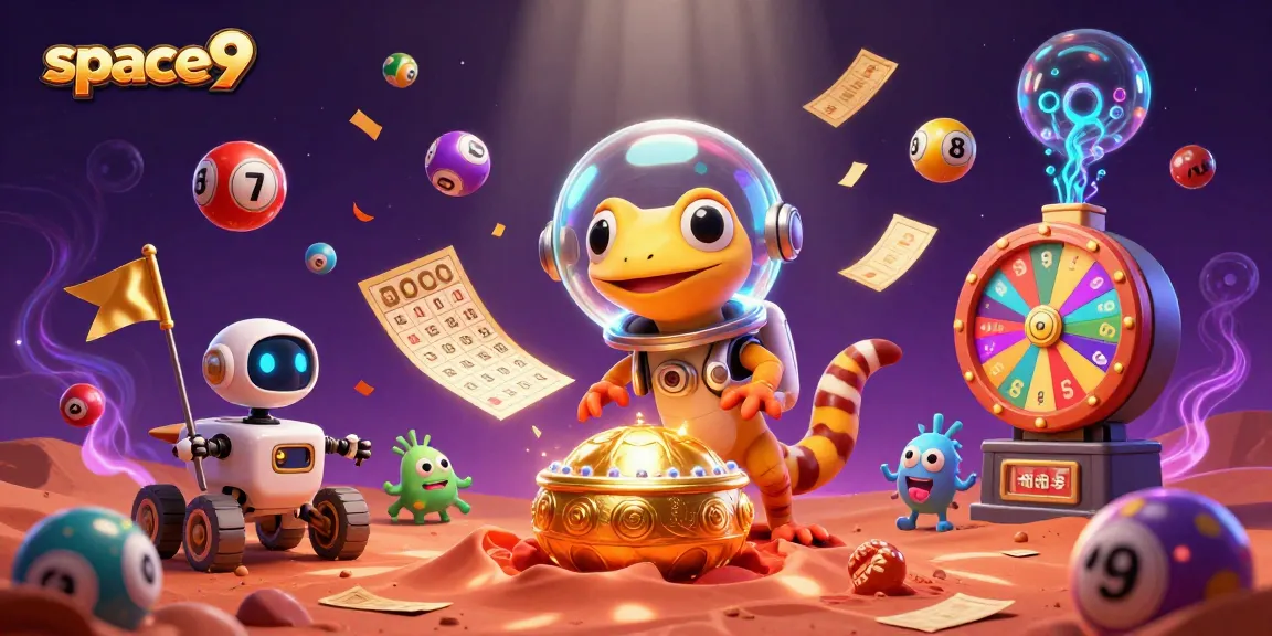 Join the thrilling games at space9, where a Martian gecko discovers a golden casino in a vibrant scene.
