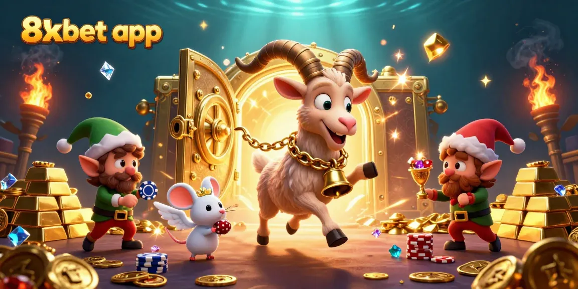 Win big with the 8xbet app in a vibrant online casino atmosphere featuring engaging characters.
