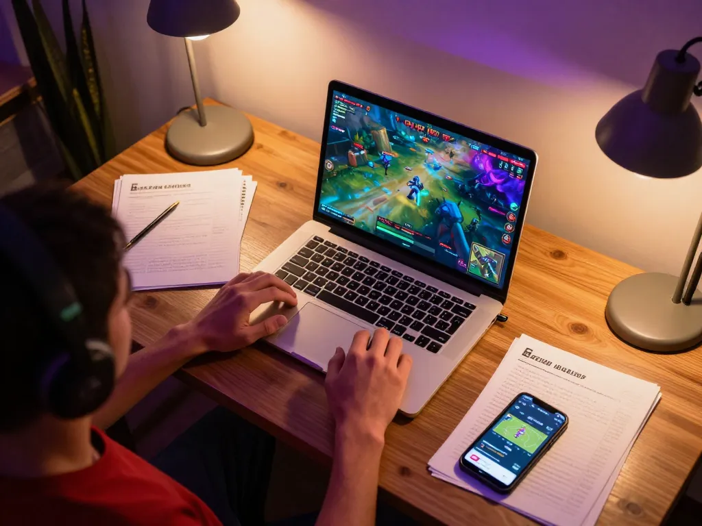 B52CLUB player enjoying online game at home with vibrant graphics and cozy setup