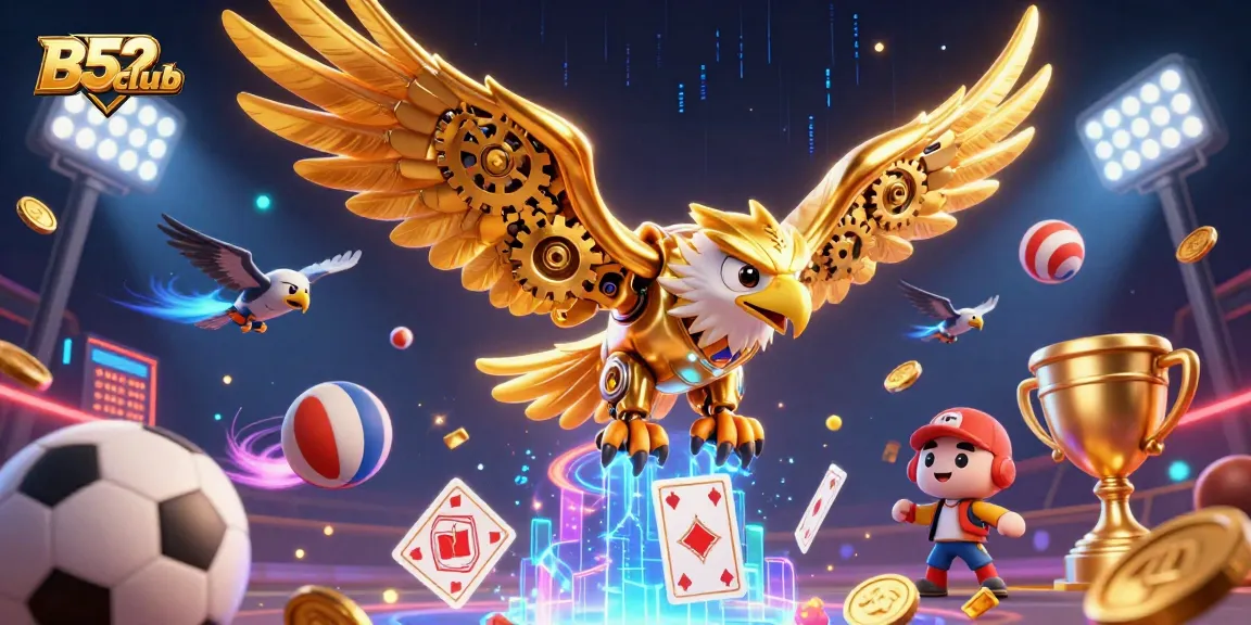 Experience thrilling action with B52club's dynamic gameplay amidst a cascade of holographic cards.