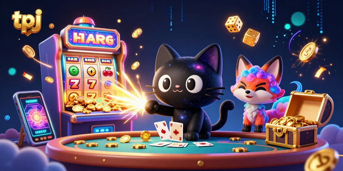 Play exciting casino games and win with tpj's dynamic gaming experience featuring a cosmic cat and fox.