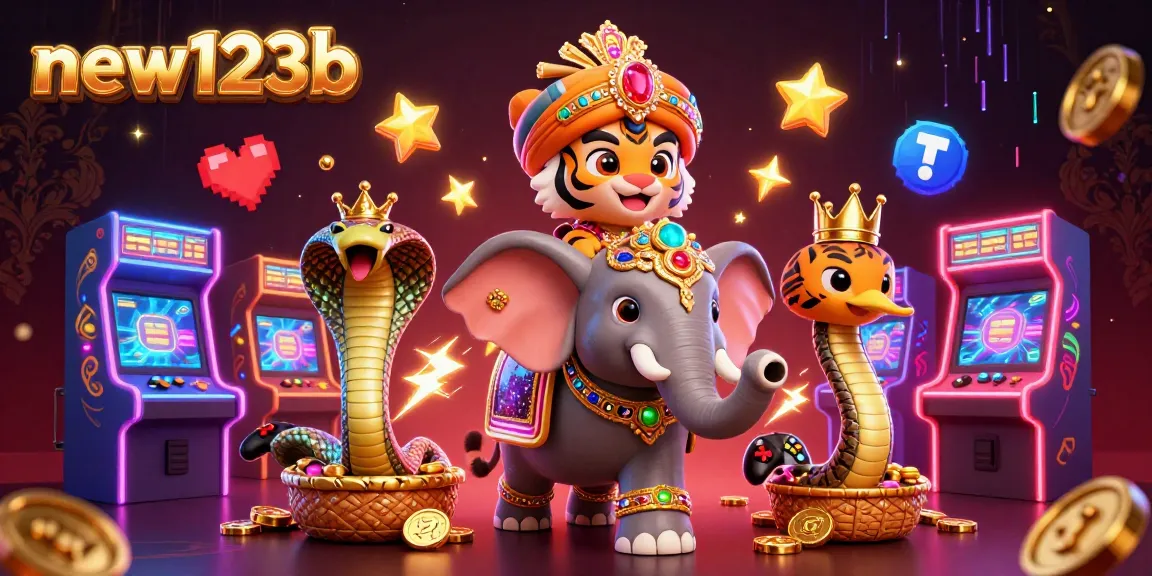 Win big at new123b with colorful casino games, 3D maharaja, and vibrant gaming elements.