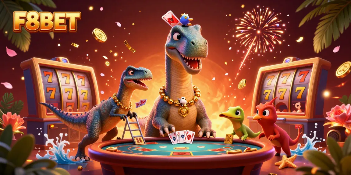 Experience thrilling slot action with F8BET in a vibrant and dynamic casino scene.