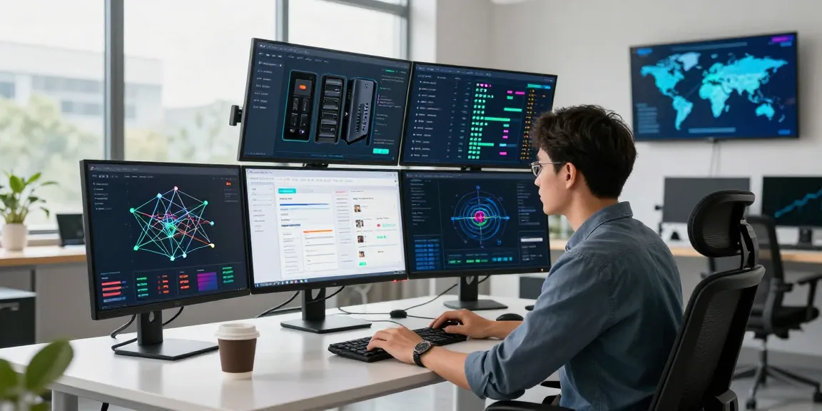 快连 network optimization specialist in modern workspace configuring fast internet connection with performance metrics.