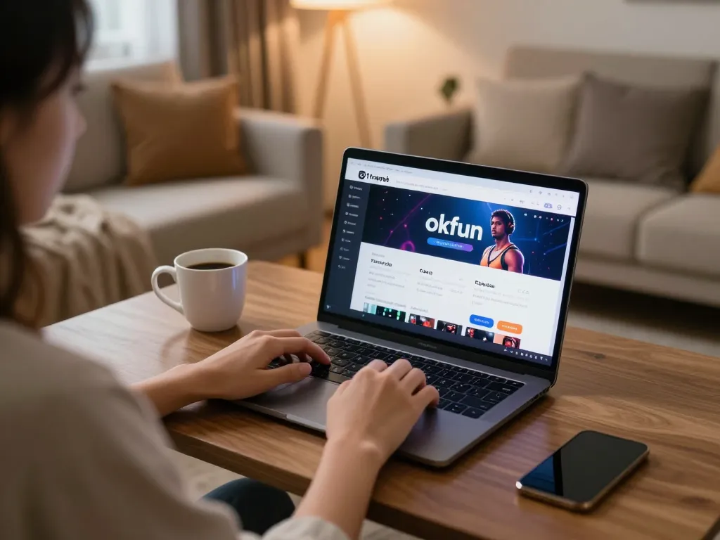 Engaging with the trang chủ okfun online casino interface from a cozy home setup