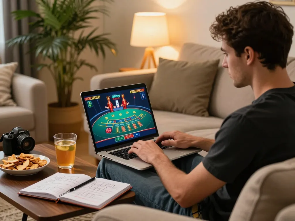 pemain rokok88 berinteraksi dengan permainan blackjack dealer langsung di laptop untuk permainan yang strategis