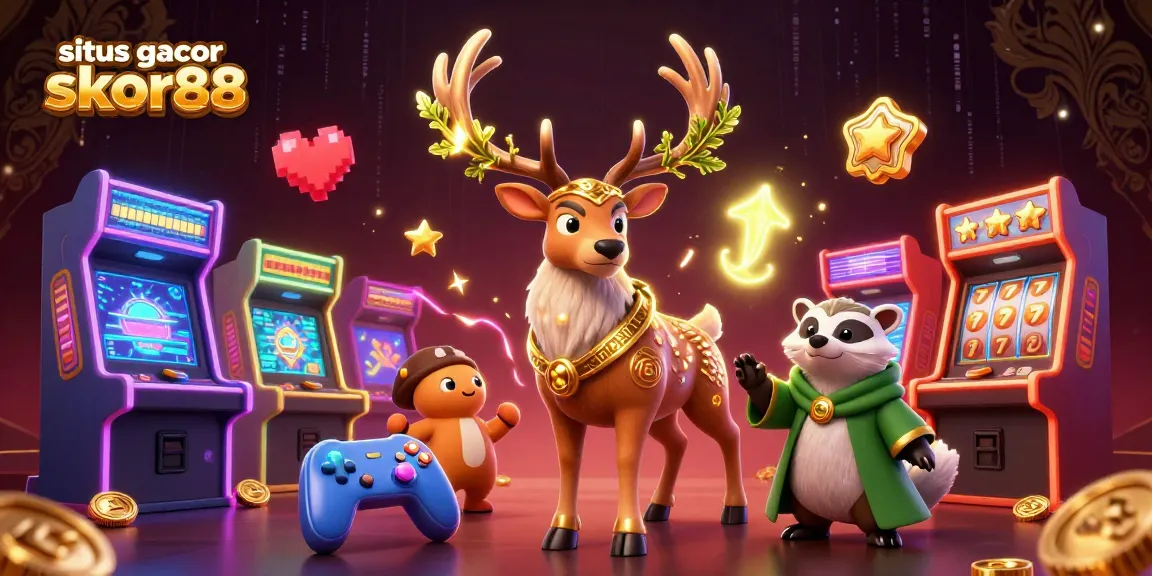 Experience thrilling gameplay at situs gacor skor88 with the Celtic druid and badger gambling duo amidst vibrant machines.