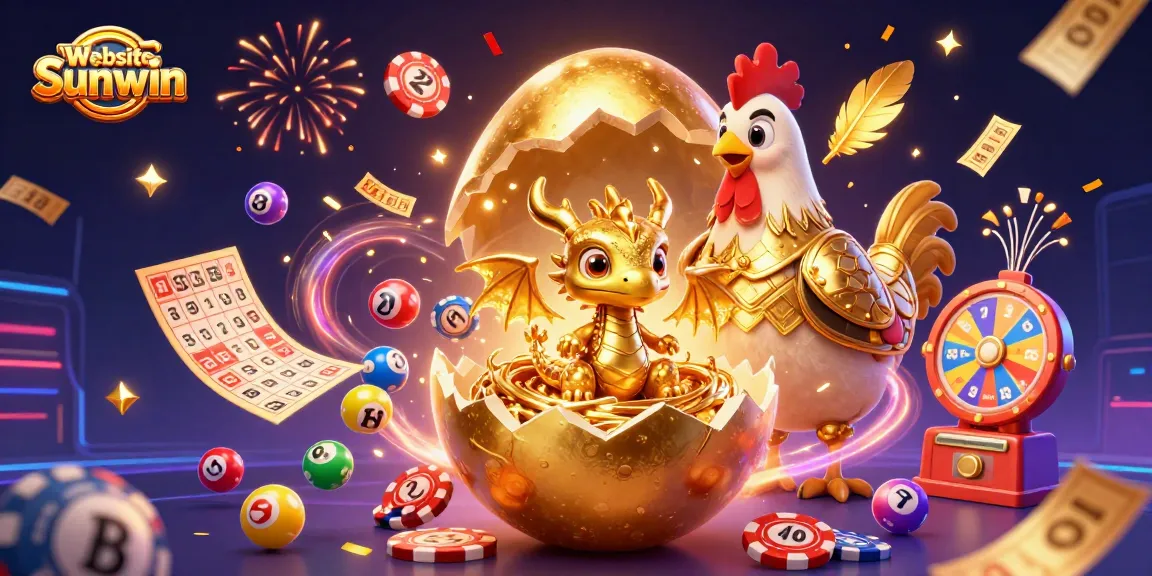 Experience the thrill of games at Website Sunwin with a dazzling gold dragon and poker chips.